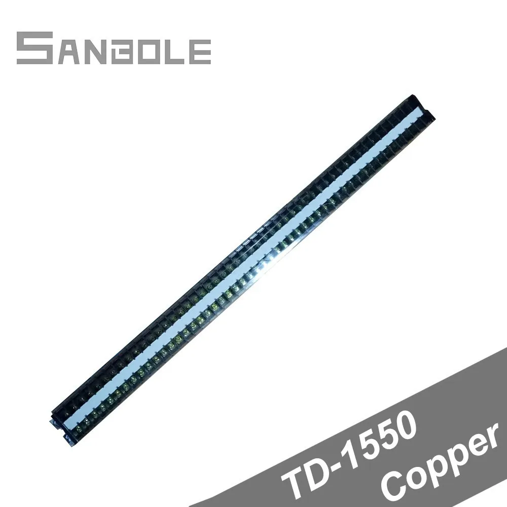 

Copper TD-1550 DIN rail mounted Terminal Block Guide Group Combine Connection Dual Row 15A/600V 50 Positions screws
