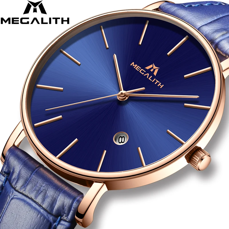 

MEGALITH Men Watch Sport Top Brand Waterproof Date Quartz Wrist Watches For Mens Business Simple Casual Leather Band Gents Clock