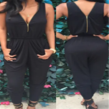 

Women Ladies Solid Deep V neck Sexy Loose Romper Chiffon Long Jumpsuit Evening Party Summer Romper