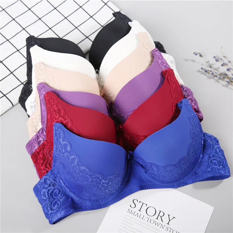 Sexy Lace Push Up Bras for Small Bust Super Gather Underwired Bras for Young Girl Top Quality Lace Lingerie Bra Plus Size 36 38