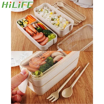 

HILIFE Lunch Box Eco-Friendly BPA Free Large Capacity Double/Triple Layer with Spoon Fork Microwave Fridge Lunch Food Container