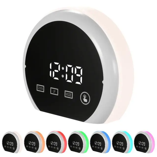 

LED Touch Screen Control 7 Colors Change Mirror Alarm Clock