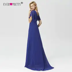 Ever Pretty Выпускные платья 2018 женские элегантные трапециевидные с v-образным вырезом шифоновые с коротким рукавом королевские синие длинные
