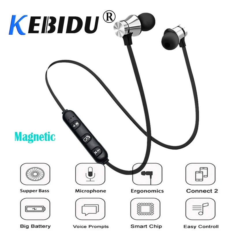 Магнитные Bluetooth наушники KEBIDU 4 2 XT11 Спортивная Беспроводная гарнитура с