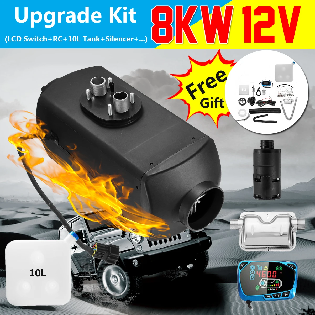 

Air Diesel/Heater 8KW 12V Planar LCD For Car Trucks Boats Motor-Homes Latest Kit Monitor for RV Motorhome Trailer With Remote