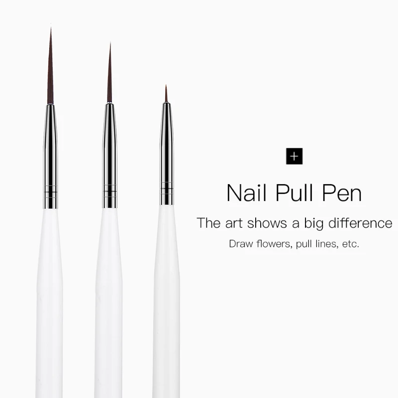 WiRinef 3pcs/Set Dotting Nail Liner Brushes UV Gel Nail Brush Kits