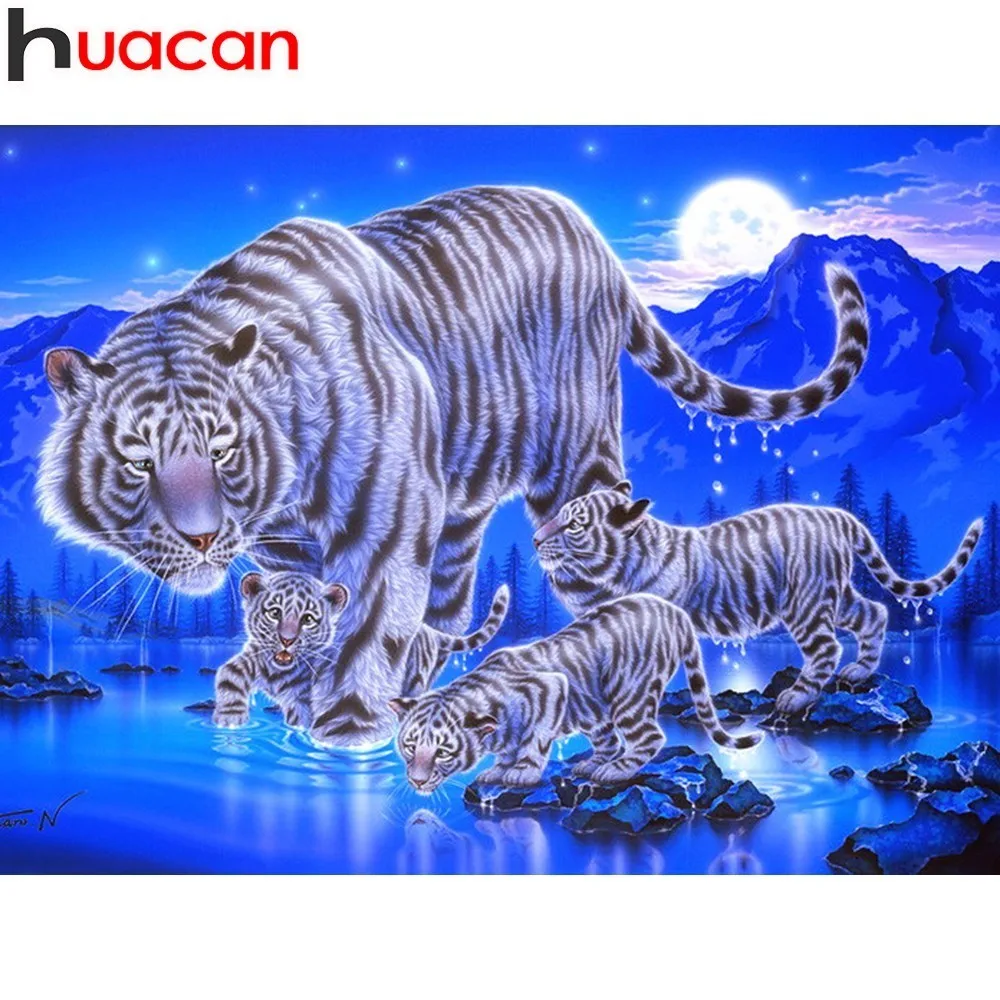 

HUACAN Diamond Painting Full Square Tiger Farmhouse Home Decor 5D DIY Diamond Embroidery Animal Mosaic Picture Of Rhinestone