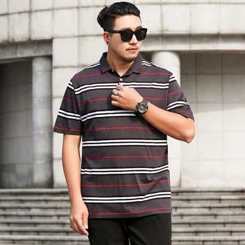 

Plus Size 8xl 6xl 5xl Mens T Shirts Fashion Summer T Shirt Geometric Design Turn-down Collar Short Sleeve Cotton T-shirt Men Tee