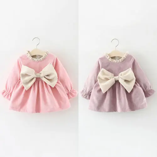 От 1 до 3 лет платье-пачка принцессы с длинными рукавами и бантом для новорожденных девочек