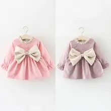 От 1 до 3 лет платье-пачка принцессы с длинными рукавами и бантом для новорожденных девочек