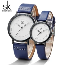 Shengke Leather Strap Couple Watches Men's Ladies Wrist Watches Women Watches Clock Valentine Love Birthday Gift orologio donna