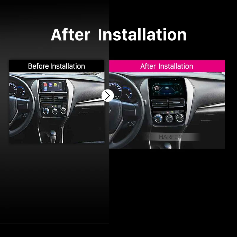 Clearance Harfey 9" Android 8.1 GPS Navigation HD Touchscreen Stereo for 2018 Toyota vios Manual Air Conditioner USB  Bluetooth Wifi SWC 5
