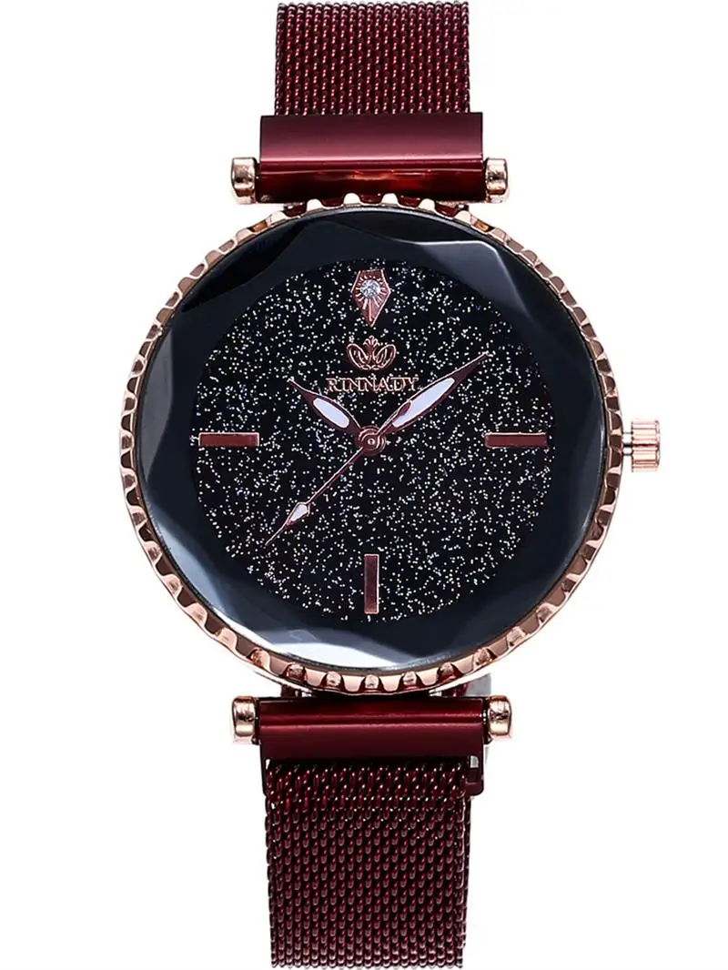 

Best Selling Women Mesh Magnet Buckle Starry Sky Watch Casual Luxury Women Geometric Surface Quartz Watches Relogio Feminino