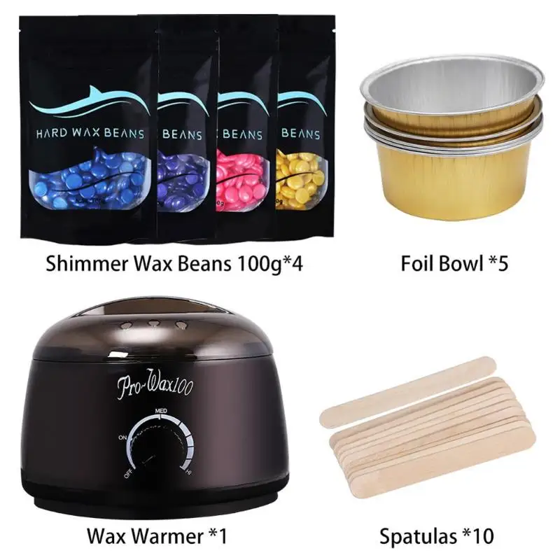 

Professional Warmer Wax Heater Pot Hair Remover Kit Depilatory Wax Beans+Electric Melting Wax Machine+Wiping Sticks+Foil Bowl