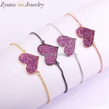 10 нитей ZYZ325-0072 сердечный разъем, CZ Micro Pave HEART разъем, кубический цирконий, розовое сердце разъем, сердце Шарм