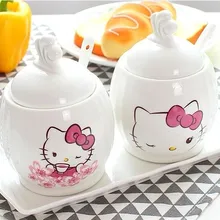 Hello kitty Doraemon сахарница кухонный набор керамика для соли и специй баночки ложка контейнер для хранения бытовой приправ Органайзер