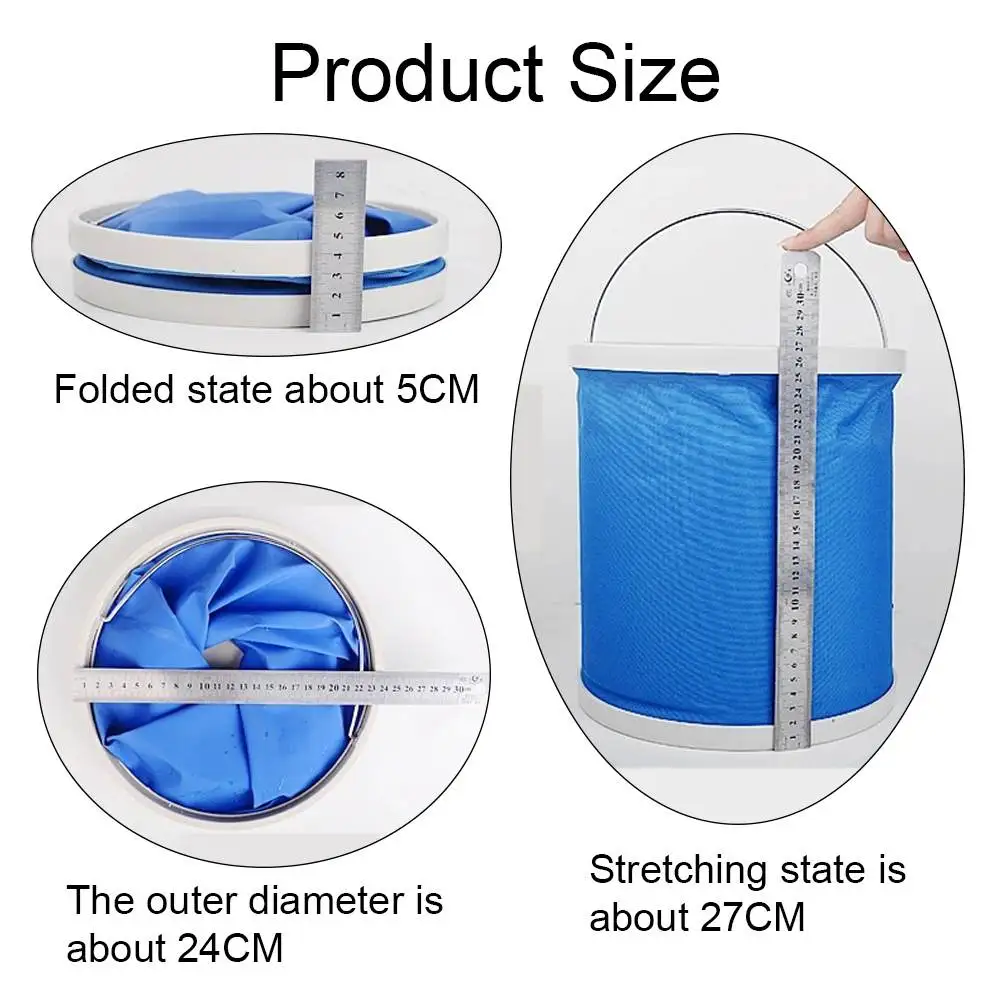 Cubo portátil de 11 litros plegable multifuncional lavabo plegable al aire libre para Camping senderismo pesca de viaje Cubo portátil de 11 litros plegable multifuncional lavabo plegable al aire libre para Camping senderismo pesca de viaje