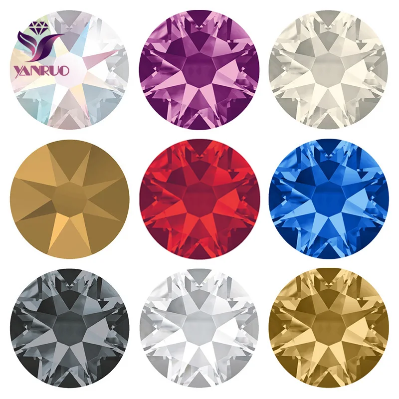 YANRUO 2088 Hot Fix Crystal Rhinestones Glass Hotfix Strass Stone Crystals AB Iron on Clothes