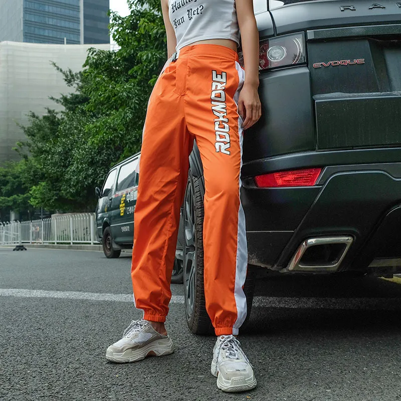 HOUZHOU треники для женщин хип хоп карандаш Свободные Повседневное уличная мода Jogger Mujer спортивные Оранжевый горячее предложение тенденции 2018