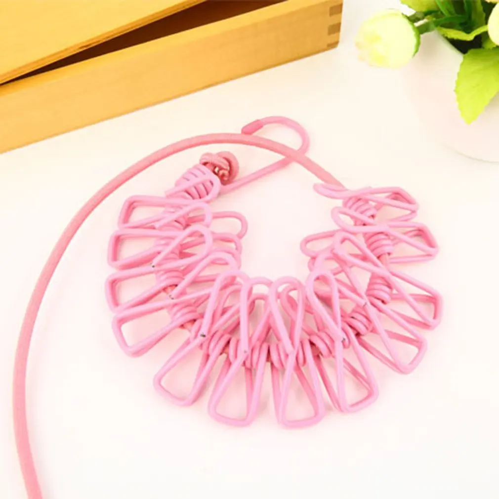 

Retractable Elasticity Multifunctional Windproof Drying Rack Clips Cloth Hangers Steel Clothes Line Pegs Travel Rope