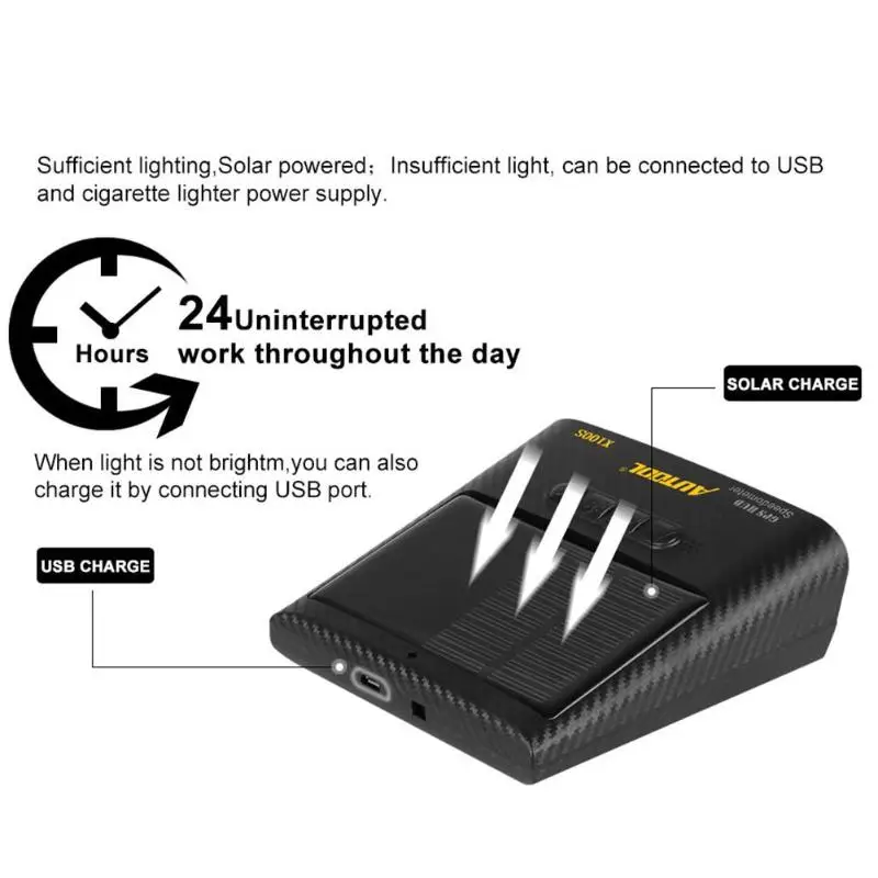AUTOOL X100S Universal Auto HUD GPS Head Up Display Tachometer Solar Lade MPH/KM/h LED Digitale Aut