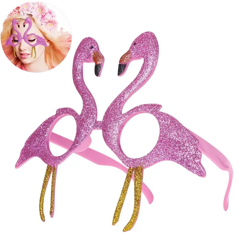 

TINKSKY Eyeglasses Pink Flamingo Novelty Glittered Party Accessory Prop Decoration Disguised Glasses for Festival Roleplay Party