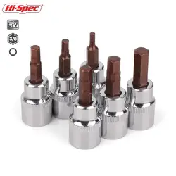 Здравствуйте-Spec 6 шт. 3/8 Hex БИТ Socket Set S2 сплайн немного H3-H8 адаптер шестигранный ключ Универсальная головка для крутящий момент гаечный ключ с