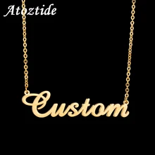 Atoztide индивидуальное модное ожерелье из нержавеющей стали с именами, персонализированное золотое ожерелье-чокер с буквами, кулон, именная табличка, подарок