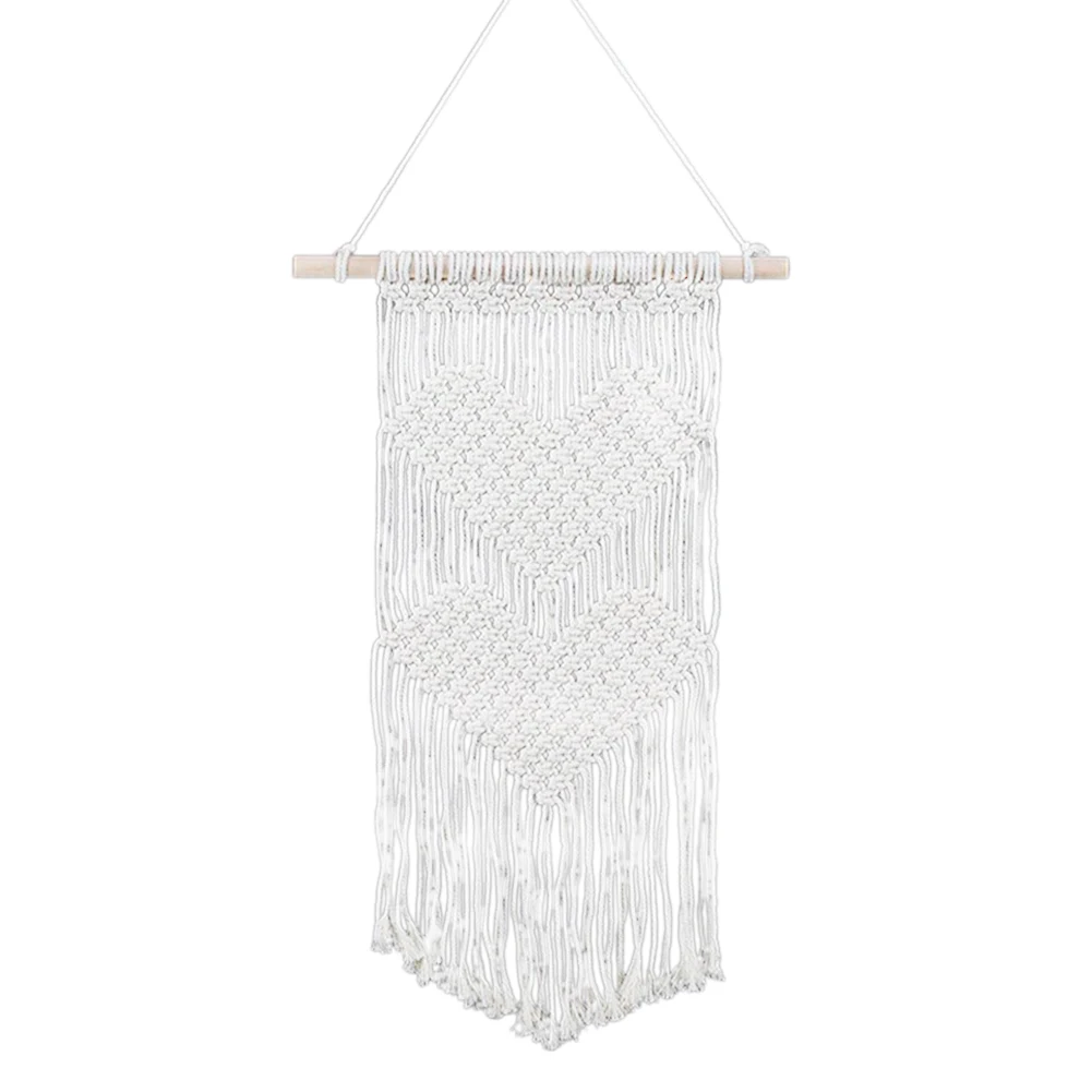 

Macrame Tapestry Boho Heart-Shaped Romantic Wall Hanging Decor Handmade Woven Cotton Cord Living Room Bedroom Home Decoration