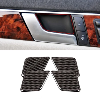 

For Mercedes Benz C Class W204 2005 2006 2007 - 2009 2010 2011 2012 4PCS Carbon Fiber Car Interior Door Handle Bowl Cover Trim