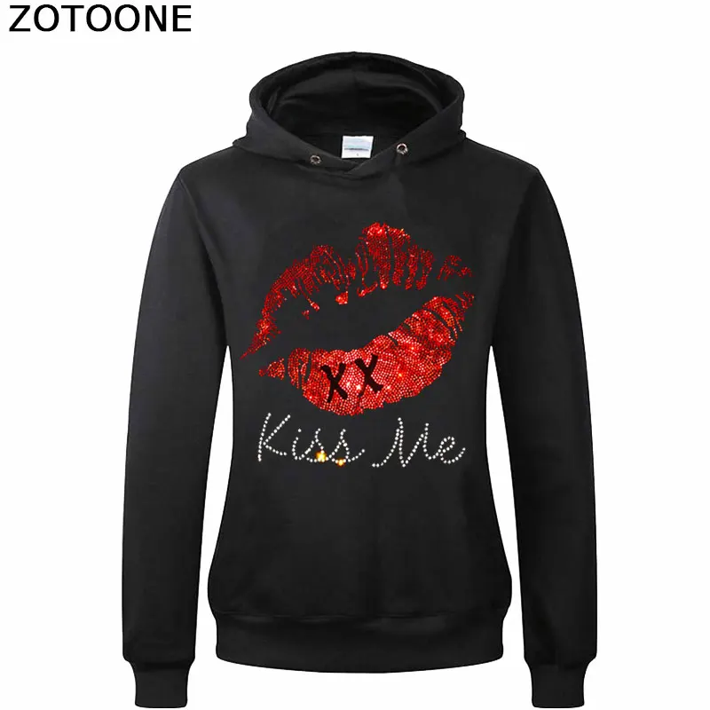 ZOTOONE Hotfix Rhinestone Applique for Clothes Decoration Red Lips Letter Motif Rhinestones Crystal Clear Strass Needlework|Стразы| |