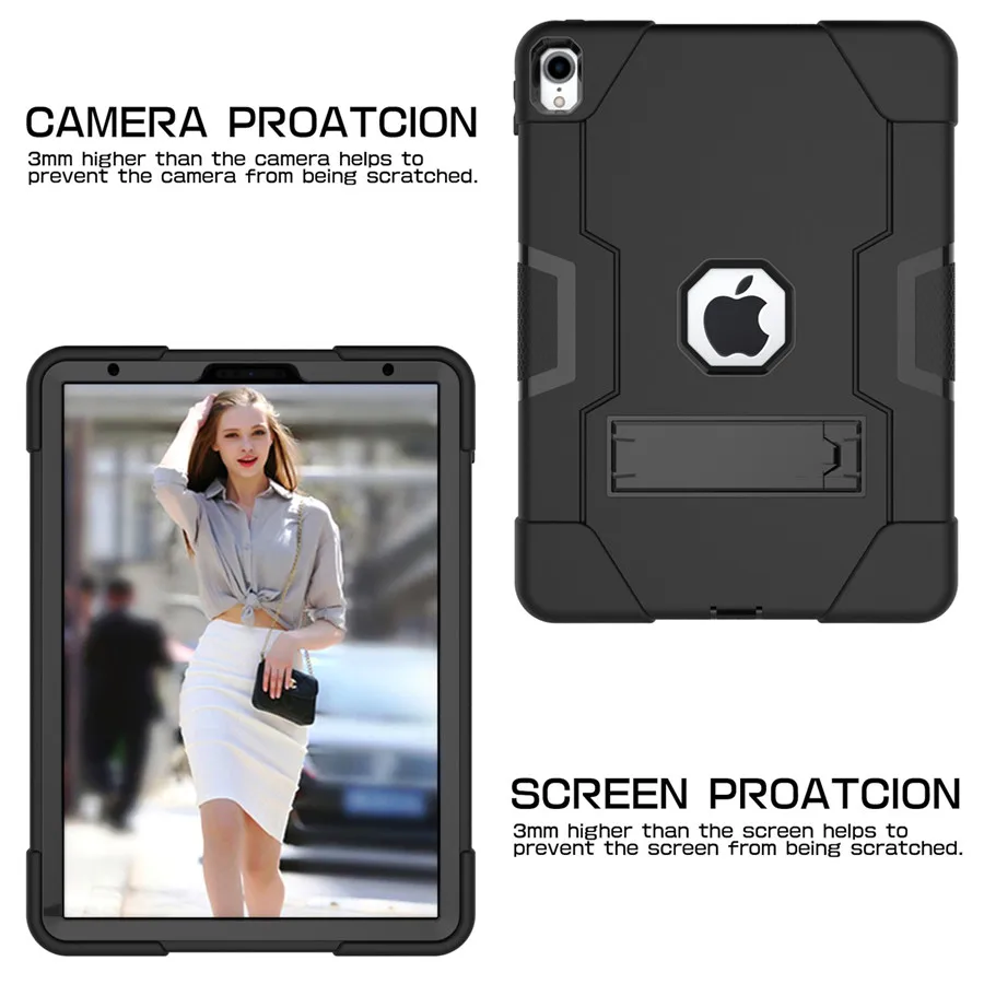 Для iPad Pro 11 Чехол Прочный противоударный сверхпрочный Гибридный чехол 3 Слои прочный защитный дети непромокаемая Крышка для aррle iрad рro 11-дюймовый+ Защитная пленка на экран