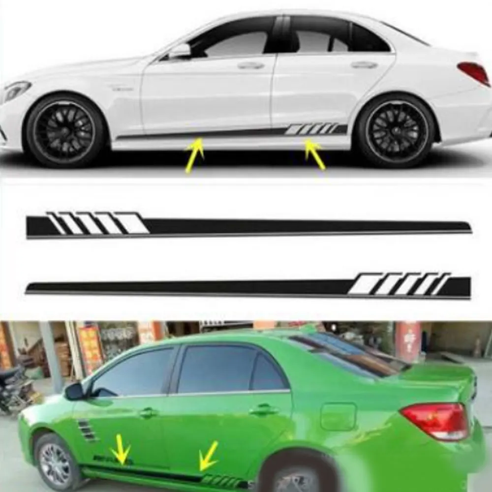 1 пара автомобильных боковых наклеек наклейки на тело Длинные полосы для Mercedes Benz C