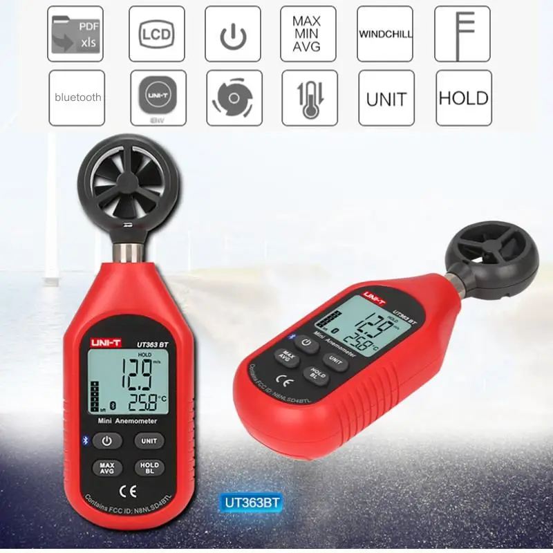 

UNI-T UT363BT bluetooth Mini Wind Speed Meter Digital Pocket-size Anemometer Measurement Thermometer Wind Meter
