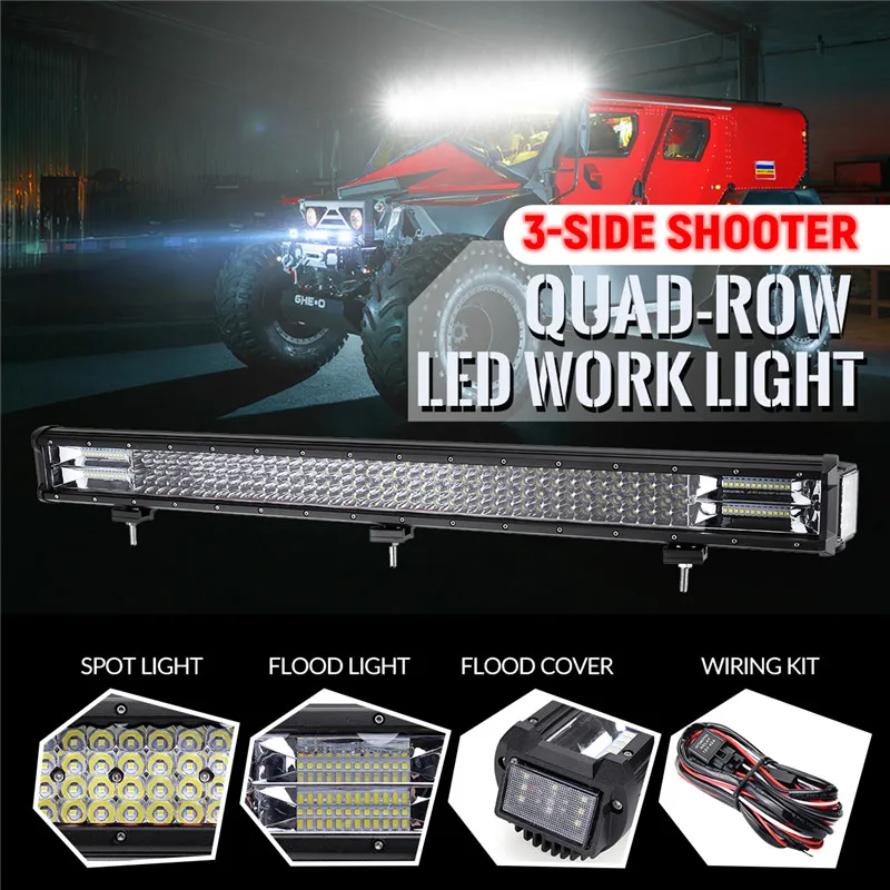

Four rows three sides 32 inches Straight LED Light Bar 4x4 Offroad Led Bar Combo Beam Led Work Light Bar DC10-30V 432W Ip68