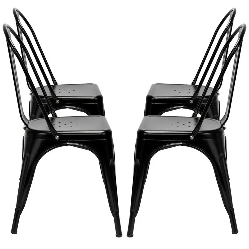 4pcs Retro Industrial-style Iron Sheet Chair Black Chair Lacquer Process Home Restaurant And Bar 4pcs Retro Industrial-style Iron Sheet Chair Black Chair Lacquer Process Home Restaurant And Bar