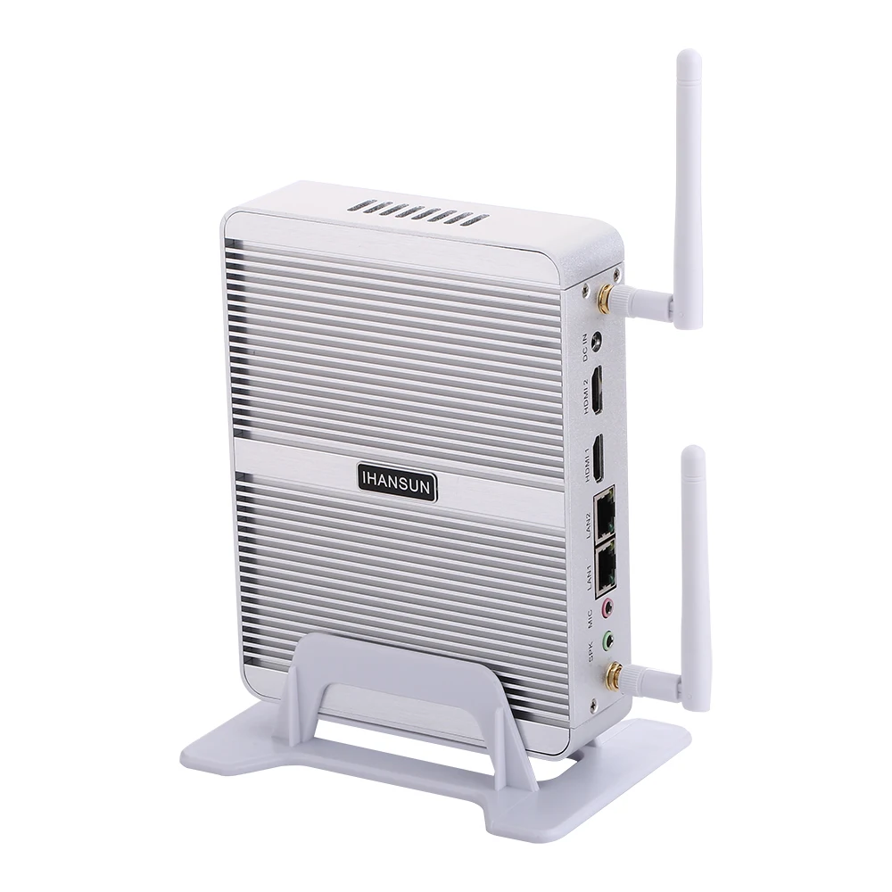 Безвентиляторный мини ПК Intel Celeron N3150 Windows 10/Ubuntu Silver [HUNSN BM04L] (WiFi/2HD/4USB3.0/2USB2.0/2LAN)|Мини