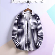 Cotton Male Stripe Shirt 2019 Spring Thin Fashion New Pattern Long Sleeve Leisure Loose Coat streetwear Best Blue Black Red fashion easy matched stripe pattern shirt