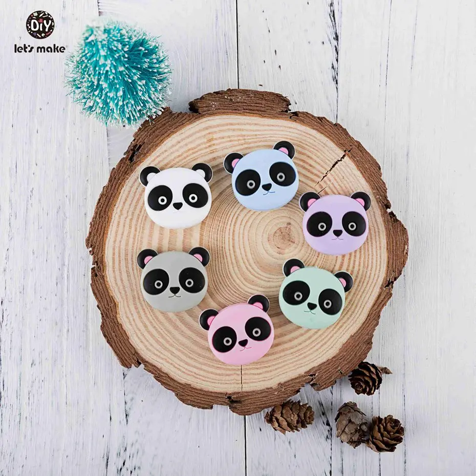 

Let's Make Baby Silicone Mini Panda Beads 10PC DIY Handmade Jewelry Beads BPA Free Teether Silicone Animal Beads Baby Teether