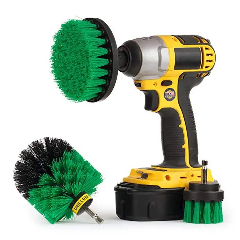

Bathroom Accessories Sets 3Pcs Round Full Electric Bristle Drill Brush Rotary Cleaning Tool Set Scrubber Cleaning Supplies