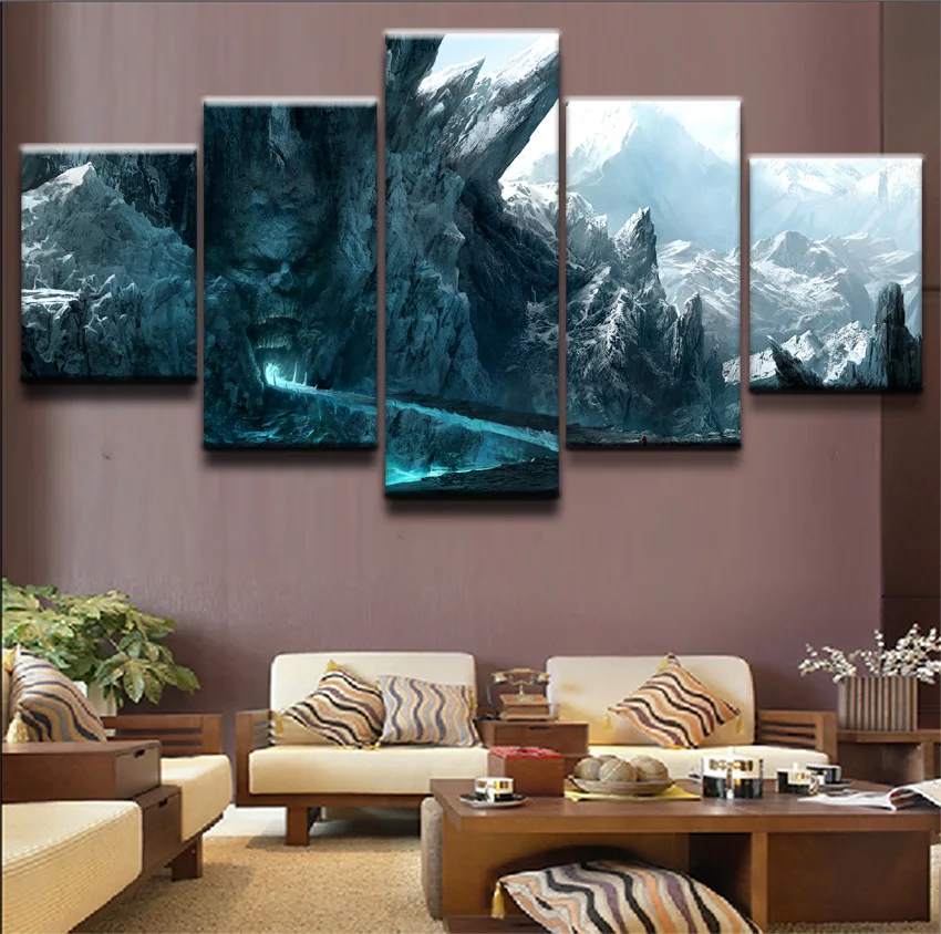 

5 Panels Landscapes Under The Snow Mountain Modern Home Wall Decor Canvas Picture Art Printed Painting On Canvas For Living Room