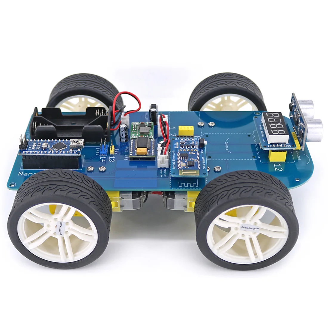 2019 High-tech Programmable Boys 4WD Bluetooth Smart Car Kit Ultrasonic Display and Obstacle Avoidance Kit +Tutorial for Arduino