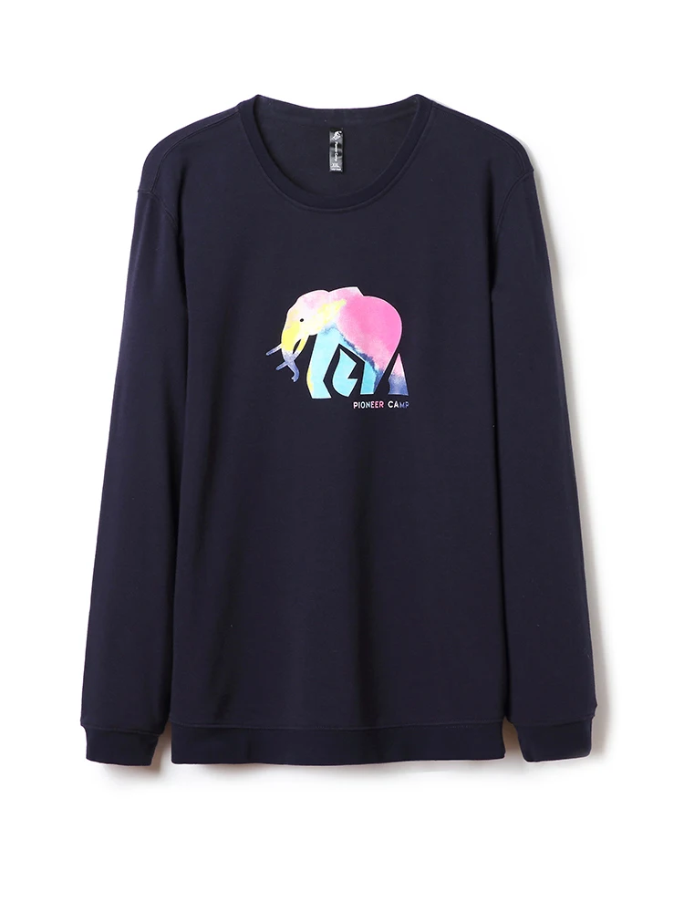 

Pioneer Camp Colorful Elephant Printed Male Sweatshirts Casual Cotton Spring Men