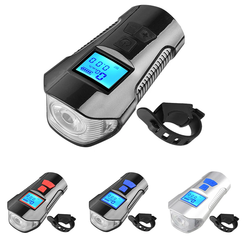 

Headlight Horn USB Rechargeable Bicycle Bell Speaker Cycling Bike Light Flashlight Speedmeter Lantern