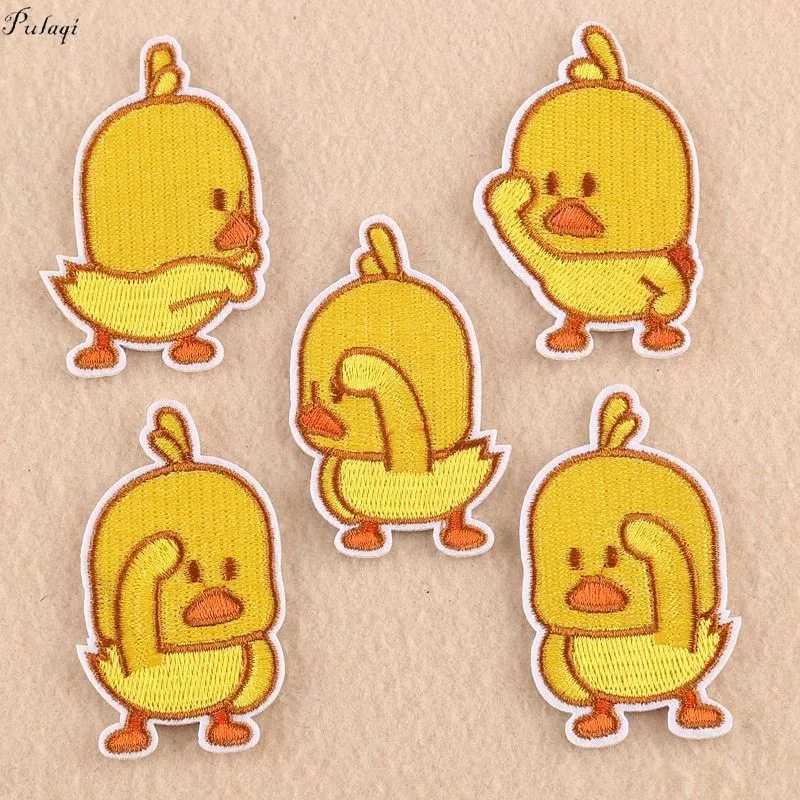 

Pulaqi Little Yellow Duck Popular Cartoon Patches Iron On For Clothes Cute Douyin Patch For Kids Men Women T-shirt Decoration F