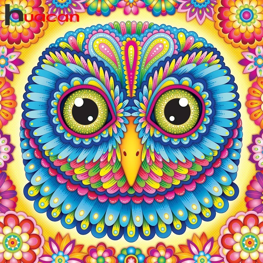 

Huacan Diamond Painting Owl Pictures Of Rhinestones Diamond Mosaic Full Square Drill Animal Diamond Embroidery Home Decor Gift