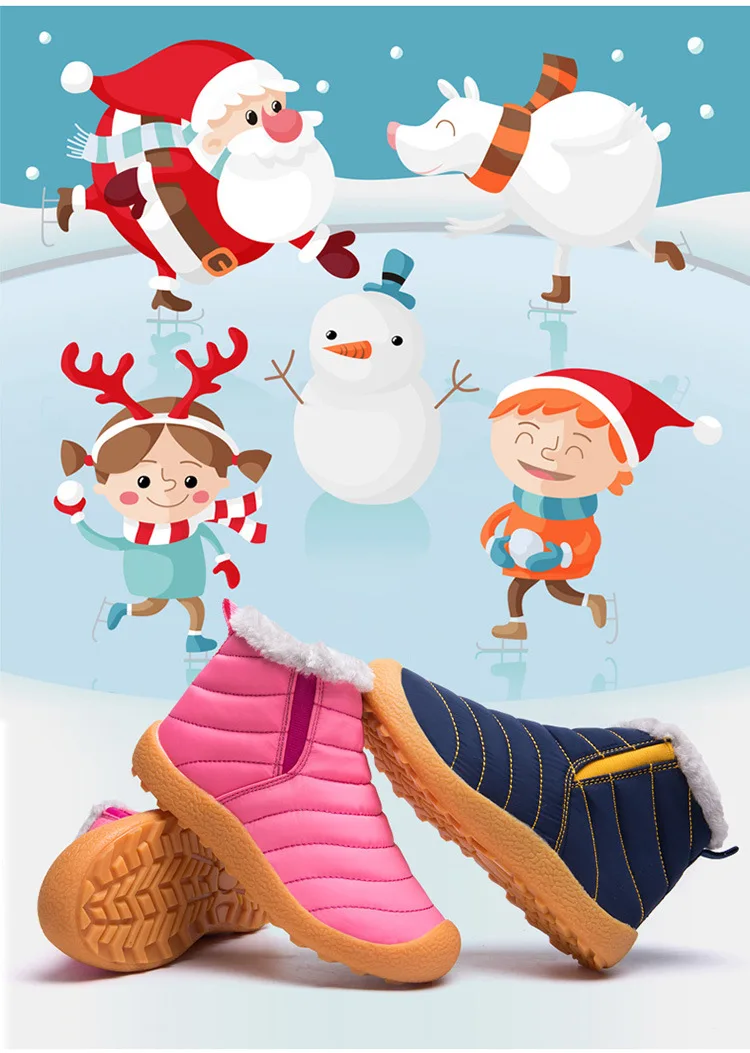 

Children's Sneakers Hiking Shoes Kids Winter Outdoor Sport Climbing Shoes for Girls Boys Non-Slip Fur Keep Warm Shoes Waterproof