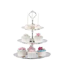 Инструменты для украшения торта подставка для свадебного торта 3 этажная стойка для фруктов с Железный искусства посеребренные десерт Чай блюдо, держащих букет невесты на свадьбе, ужинов/День Святого Валентина Декор