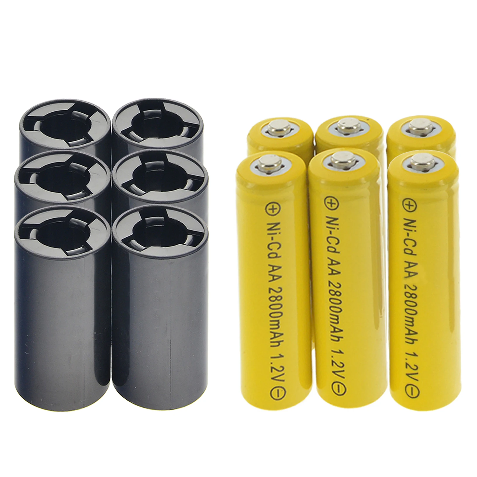 

6pcs AA 2800mAh Ni-cd Rechargeable Battery + EBL 6pcs C Size Battery Spacers adaptor for AA battery Rechargeable