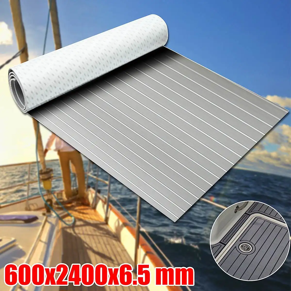 

1PC 600x2400x6.5mm Self-Adhesive Marine Flooring Faux Teak EVA Foam Boat Decking Sheet